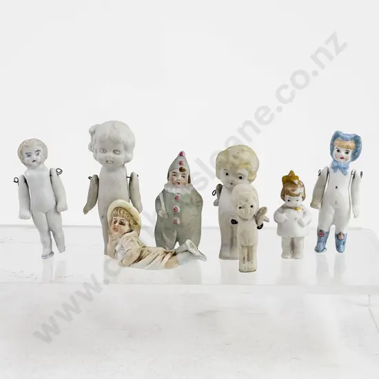 Collection Eight German and Japanese Small All Bisque Dolls