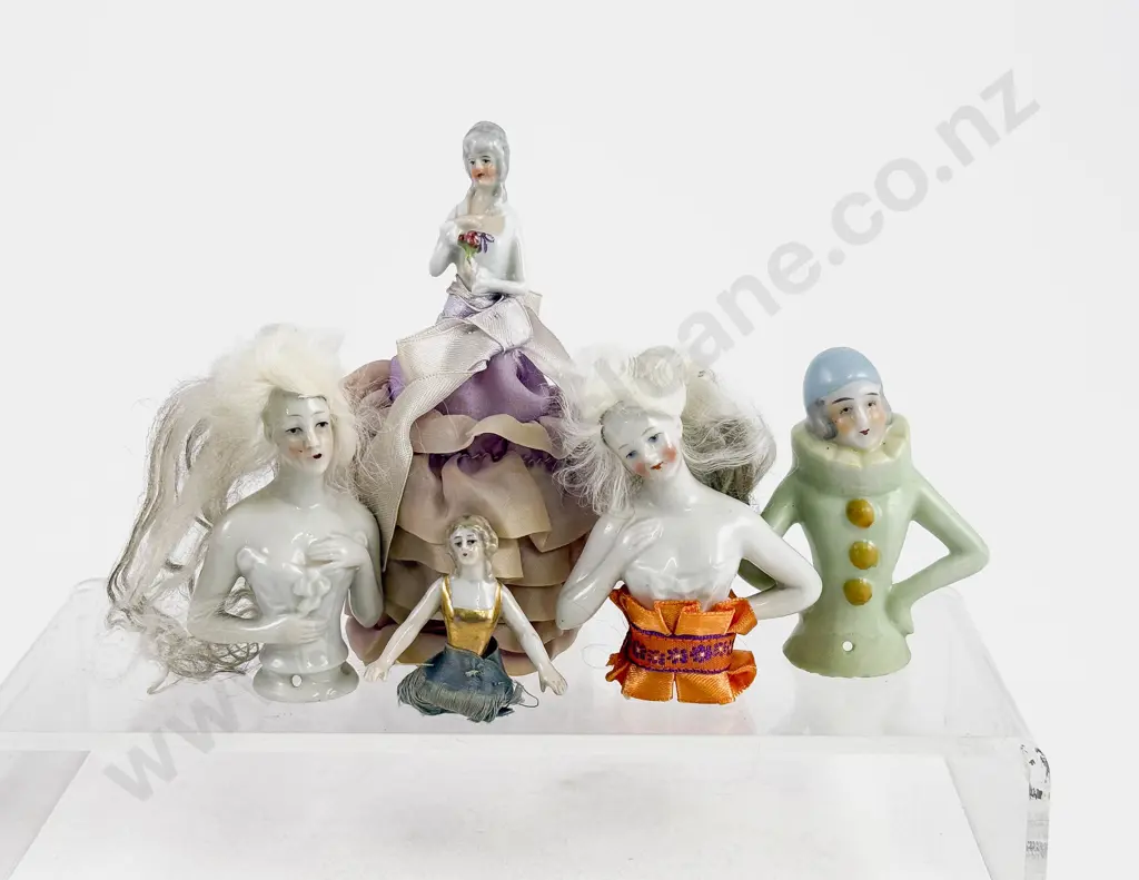 Five German C1920's China Half Head Dolls Image 1++