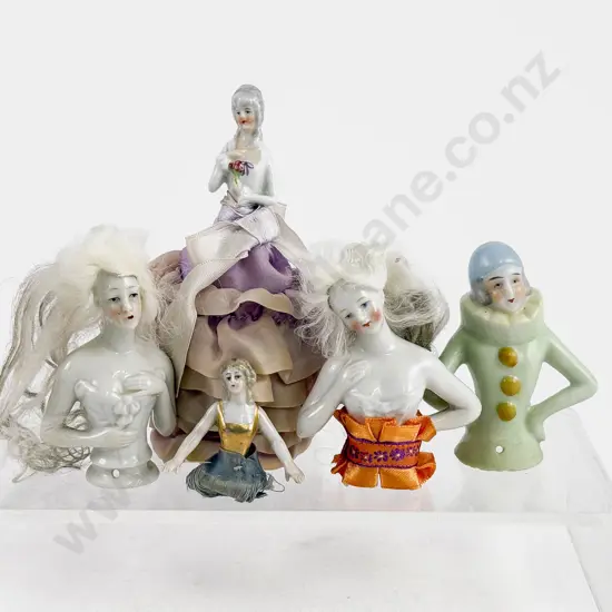 Five German C1920's China Half Head Dolls
