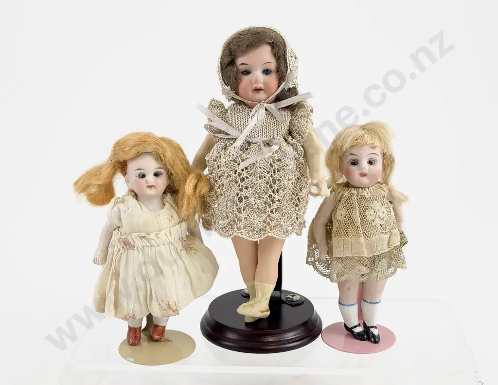 Two German All Bisque Dolls and Bisque Composition Doll Image 1++