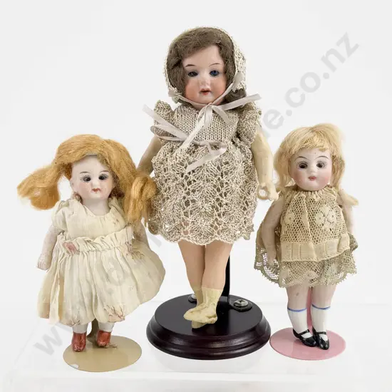 Two German All Bisque Dolls and Bisque Composition Doll