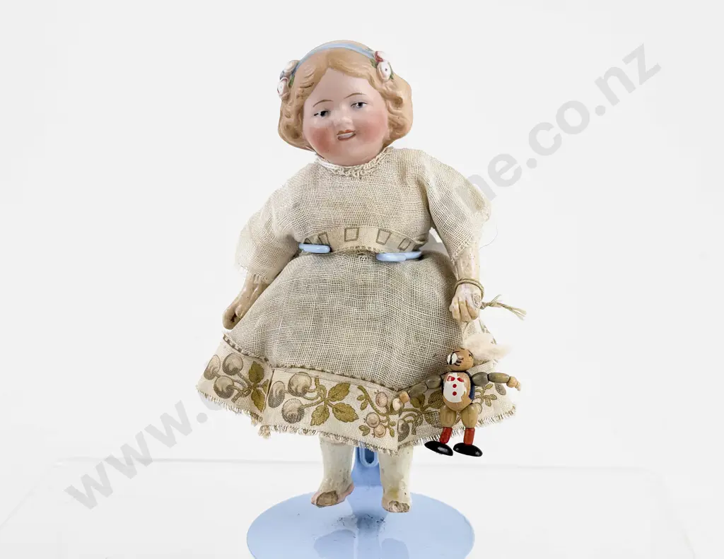 German Moulded Bisque Character Doll all painted features Image 1++