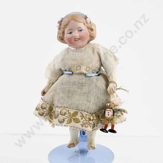 German Moulded Bisque Character Doll all painted features