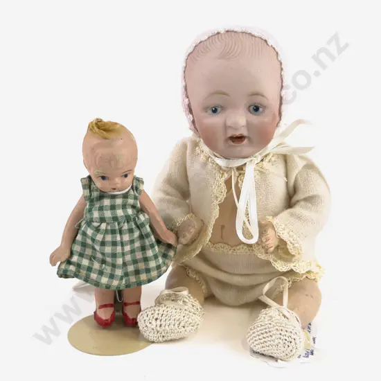 Unknown (Japanese) 3-3/0 Bisque Character Baby and Painted All Bisque Dolly