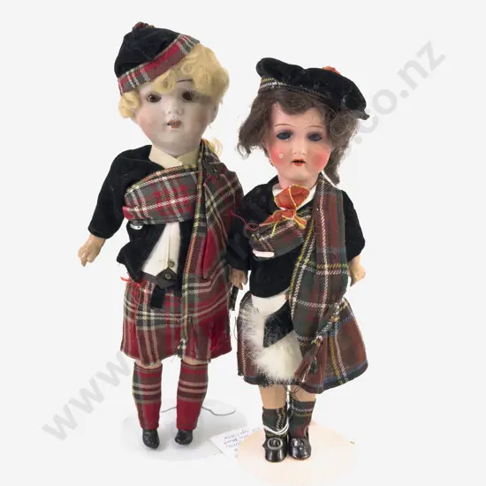 Small Armand Marseille 300 Painted Bisque and Walther & Son Bisque Dolls