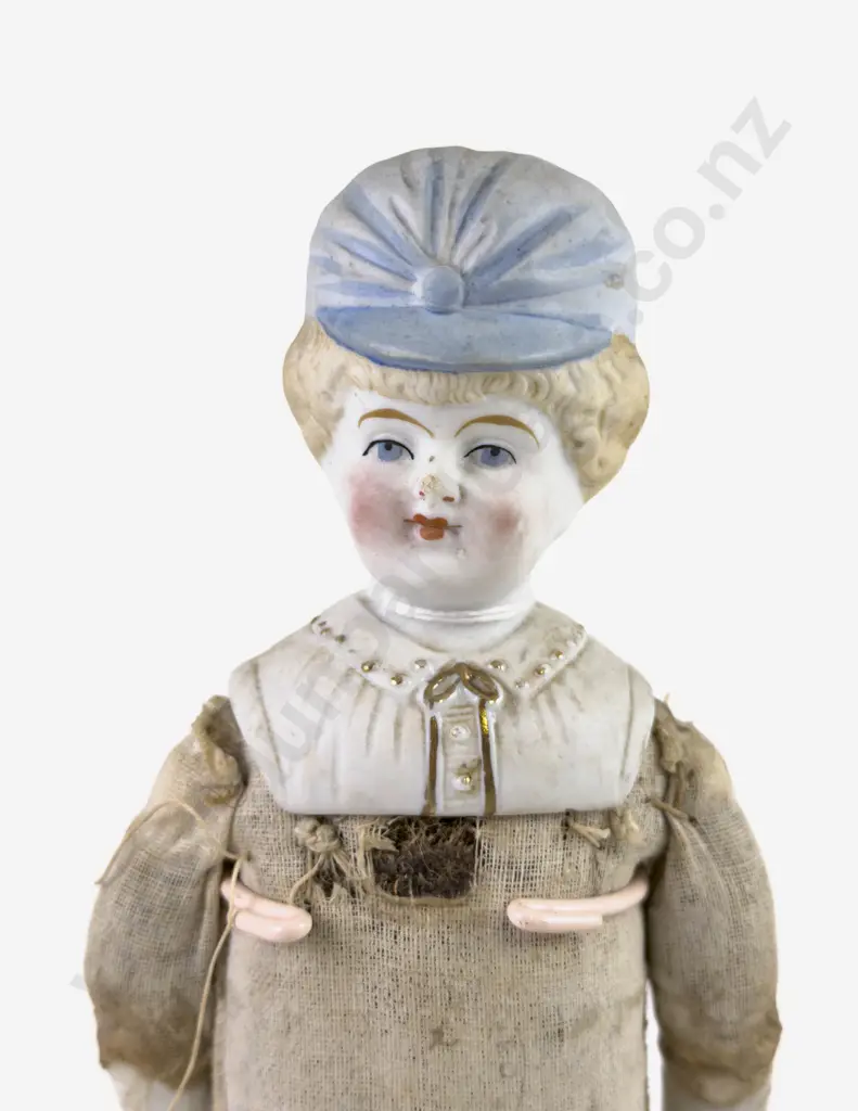 Hertwig China Head Shoulder Plate Doll and Moulded Bonnet Head Shoulder Plate Doll Image 1++