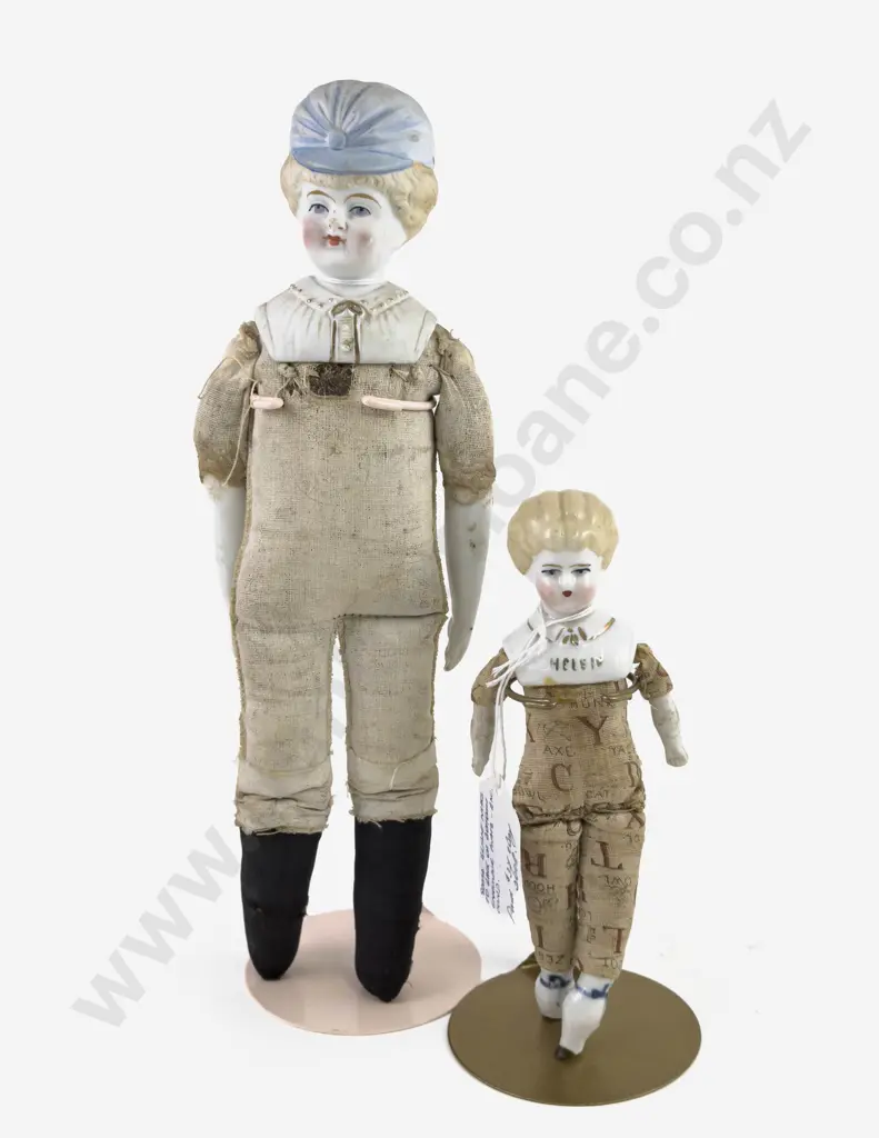 Hertwig China Head Shoulder Plate Doll and Moulded Bonnet Head Shoulder Plate Doll Image 1++