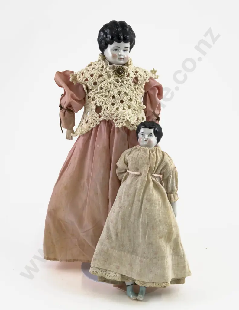Two German China Head Shoulder Plate Dolls Image 1++
