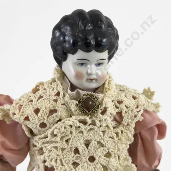 Two German China Head Shoulder Plate Dolls