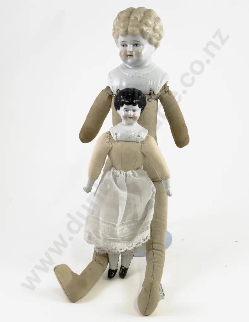 Two German China Head Shoulder Plate Dolls Image 1++