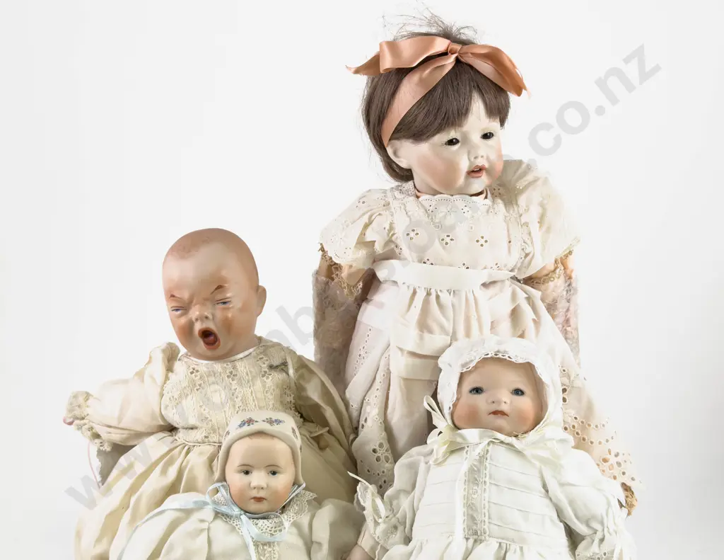 New Bisque Screaming Baby and Three Character Dolls Image 1++