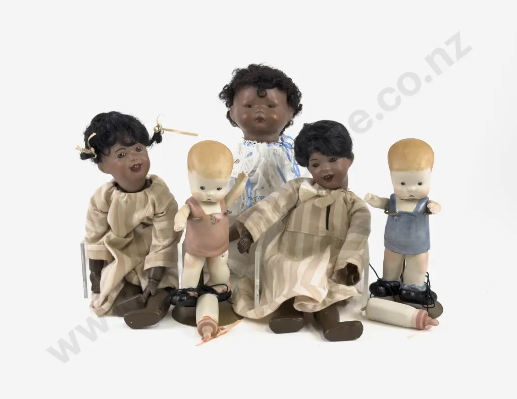 New Brown Bisque Little Grump Baby with Pair Twins and All Bisque HEbee SHEbee Dolls Image 1++