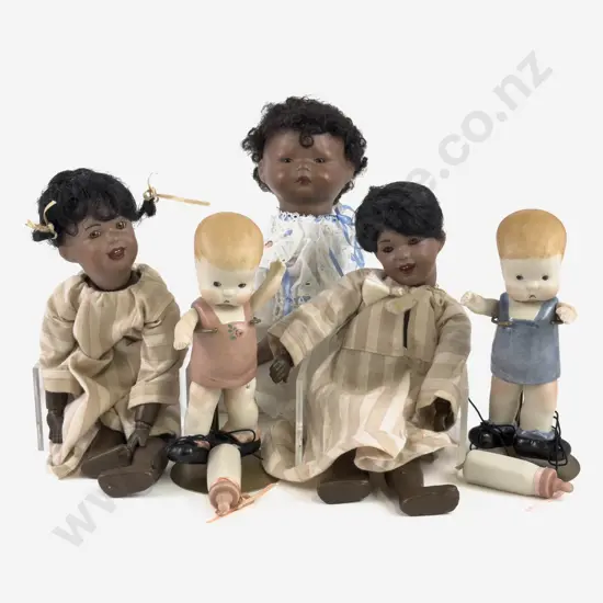 New Brown Bisque Little Grump Baby with Pair Twins and All Bisque HEbee SHEbee Dolls