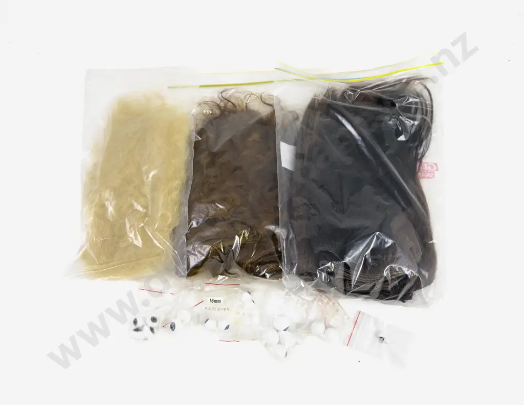 Qty Assorted New Mohair Lengths and French and Japanese Glass Eyes 9pairs Image 1++