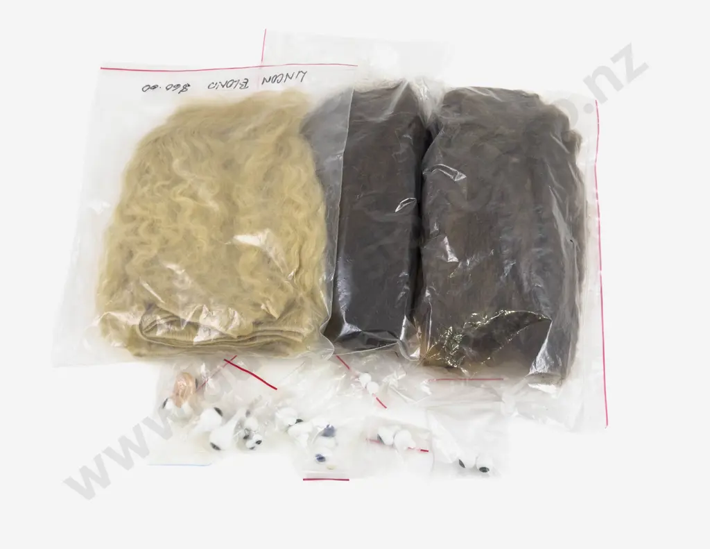 Qty Assorted New Mohair Lengths and French and Japanese Glass Eyes 11pairs Image 1++