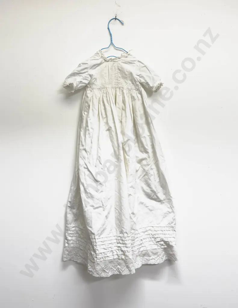Edwardian Full Length Cotton and Lace Christening/Cot Gown with Petticoat and Bonnet Image 1++
