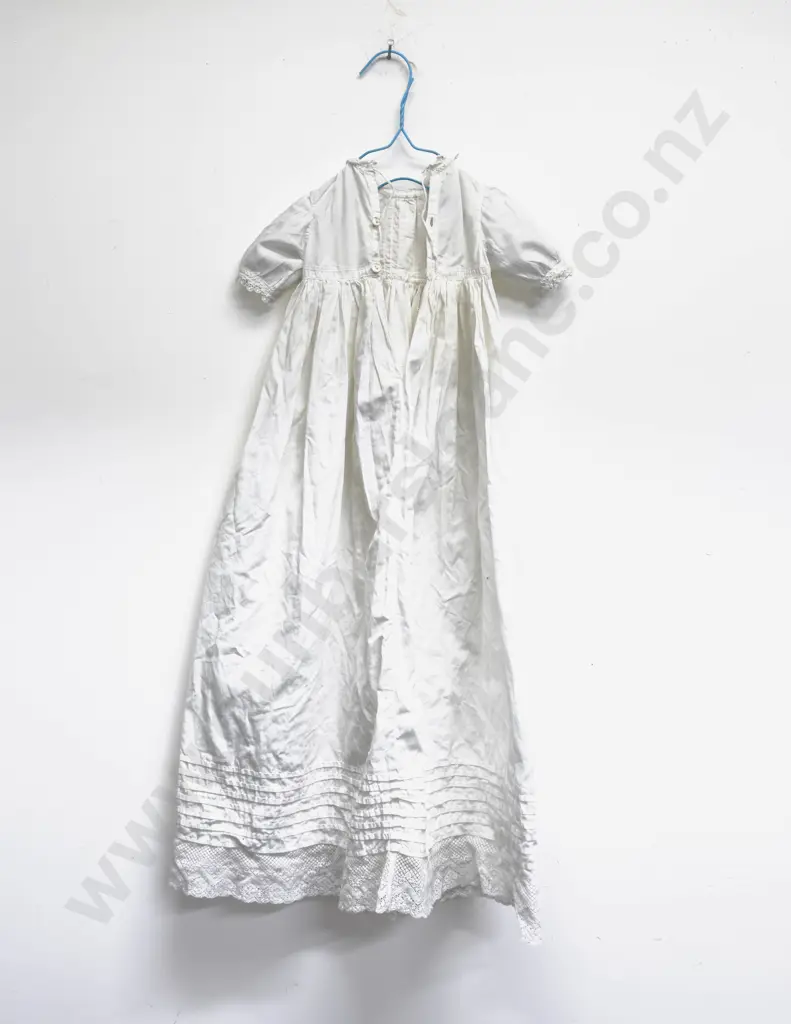 Edwardian Full Length Cotton and Lace Christening/Cot Gown with Petticoat and Bonnet Image 1++