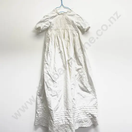 Edwardian Full Length Cotton and Lace Christening/Cot Gown with Petticoat and Bonnet