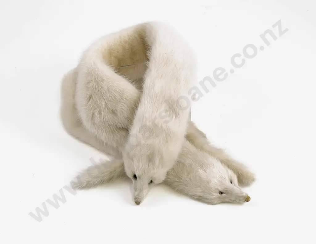 Two Vintage White Stoat Fur Neck Stoles for Doll Stoles Image 1++