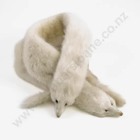Two Vintage White Stoat Fur Neck Stoles for Doll Stoles