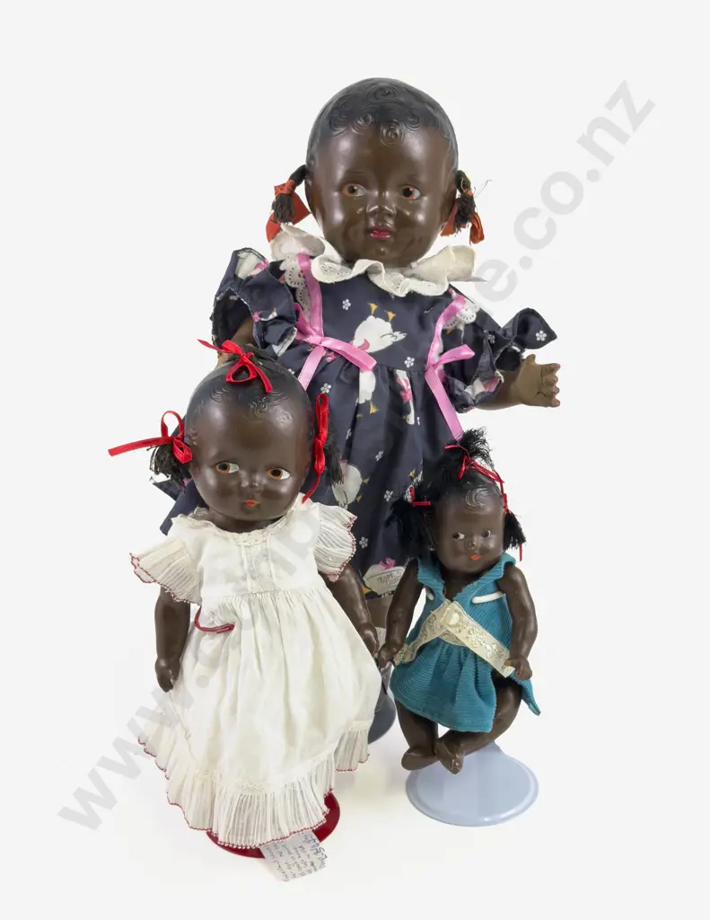 Three Unmarked All Composition Topsy Dolls Image 1++