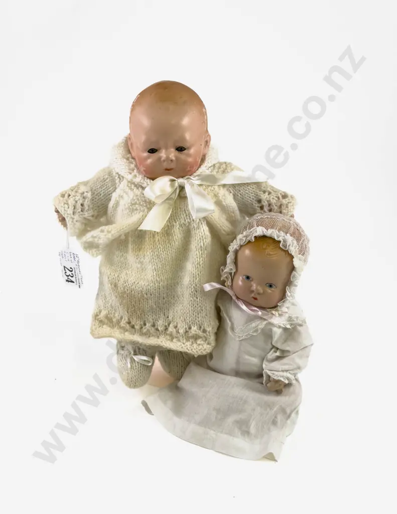 C1924 Horsman Painted Bisque Tynie Baby and Unmarked Ideal All Composition Baby Image 1++