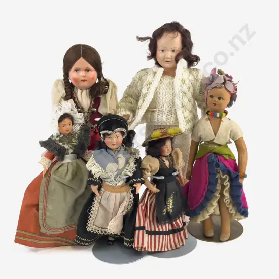 Three French All Celluloid National Costume Dolls