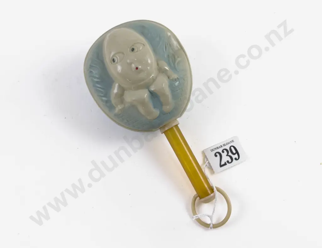 Vintage Celluloid Babies Rattle Humpty Dumpty Image 1++