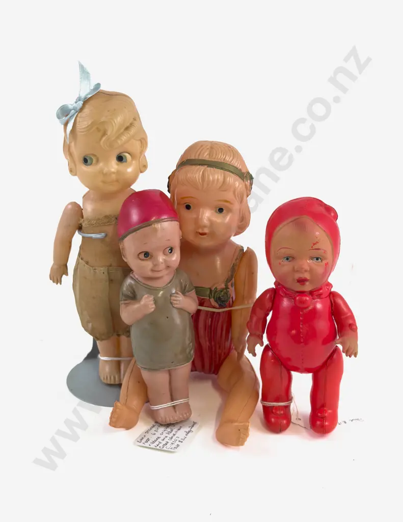 Four Made in Japan Character Moulded Celluloid Dolls Image 1++