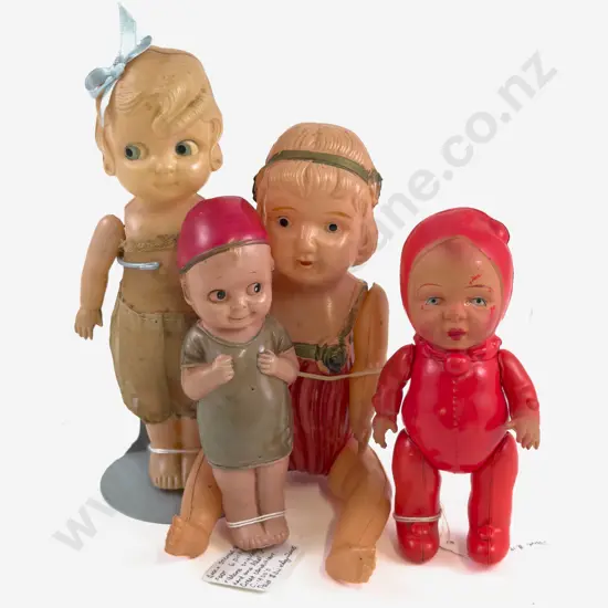 Four Made in Japan Character Moulded Celluloid Dolls