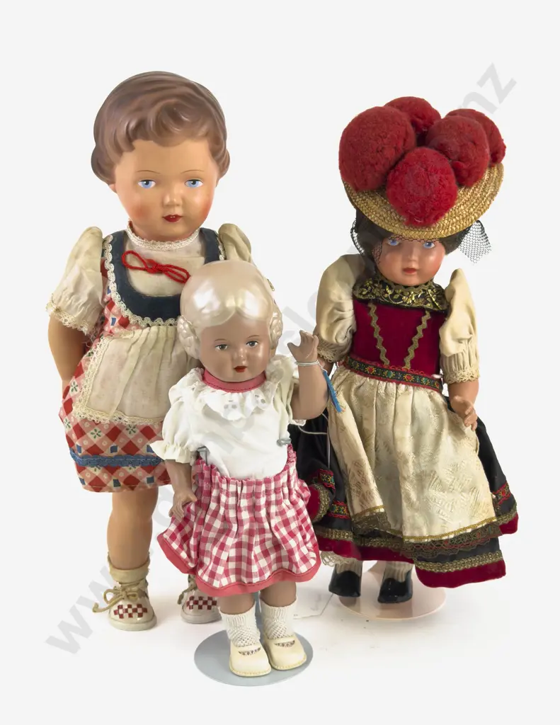 Three German Turtle Mark All Celluloid Character Dolls Image 1++