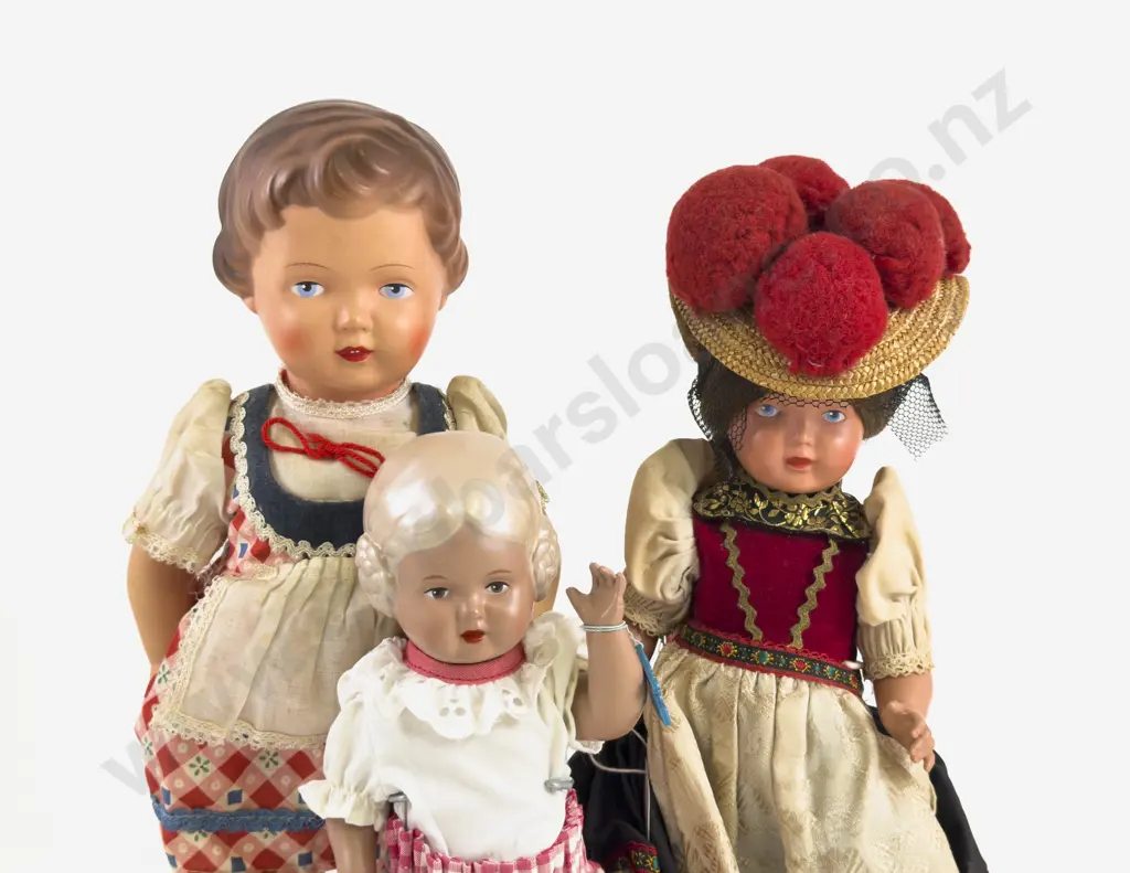Three German Turtle Mark All Celluloid Character Dolls Image 1++