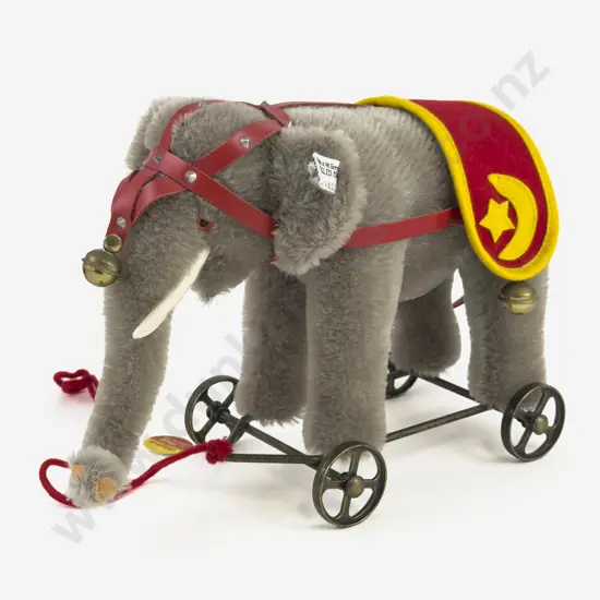 Boxed Steiff - Golden Age of the Circus Elephant on Wheels with Cart