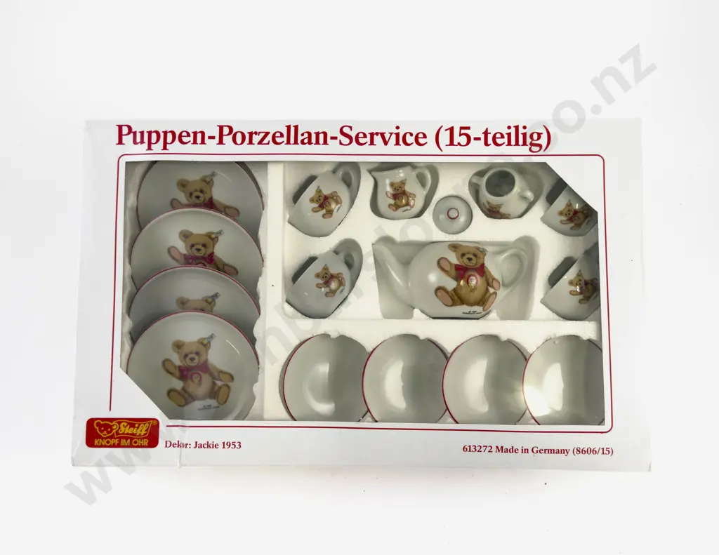 C1990 Boxed Steiff Porcelain 15pce Tea Service - Dekor Jackie 1953 Image 1++
