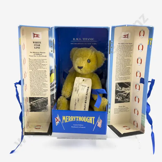 Original Boxed Merrythought Titanic Bear with White Star Line Cabin Babbage Label