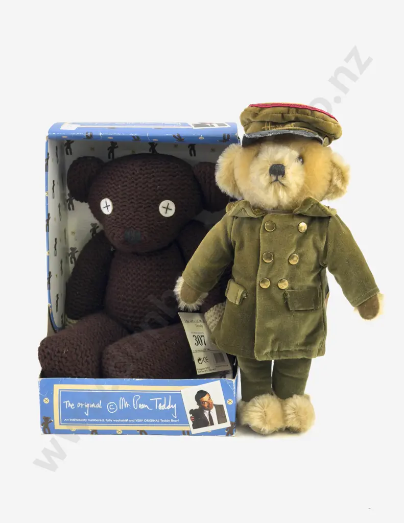 C1997 Boxed Playworks The Original Mr Bean Teddy and Merrythought for Harrods Doorman Teddy Bear Image 1++