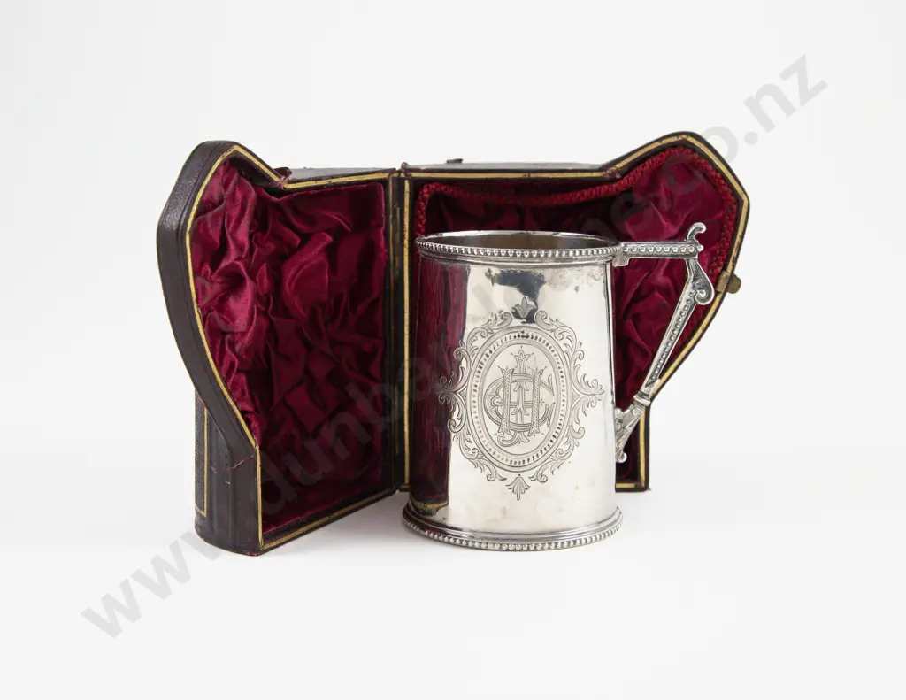 Cased Vict S/S Christening Mug Image 1++