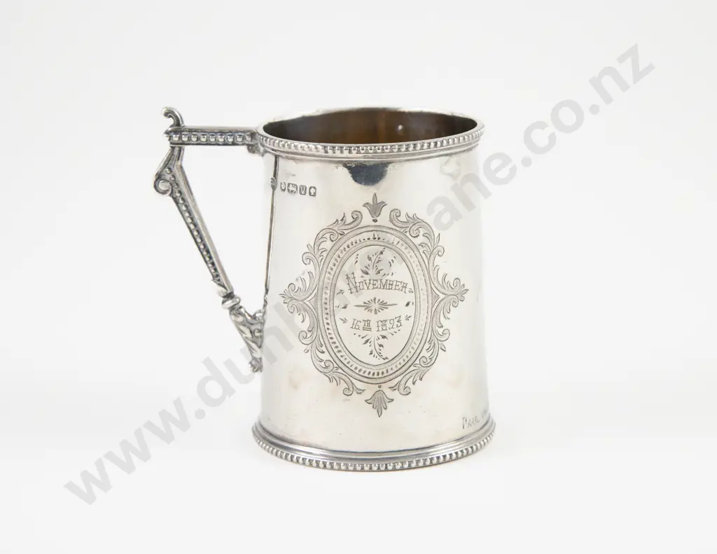 Cased Vict S/S Christening Mug Image 1++