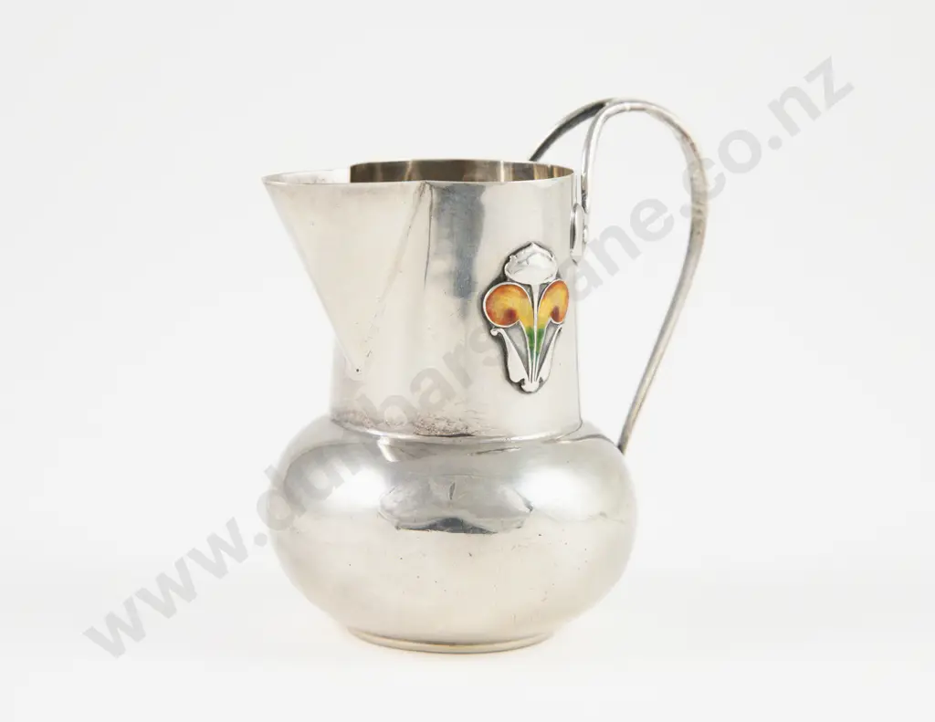 An Attractive Edw VII S/S & Enamel Art Nouveau Cream Jug Image 1++