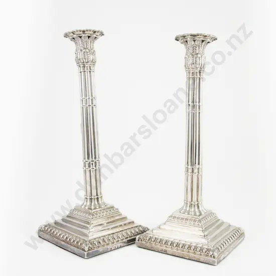 Pair Geo III S/S Column Candlesticks