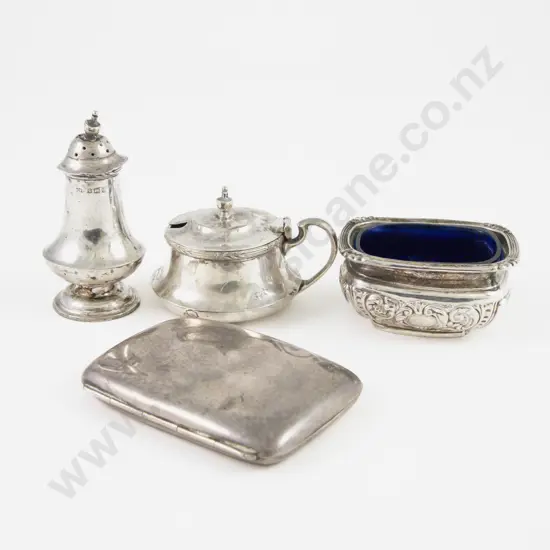 S/S Cigarette Case Mustard Pot Salt Pepperette & 3 Cocktail Sticks