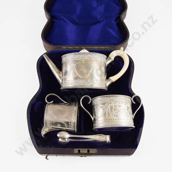 Cased Vict 4 Piece S/S Batchelor's Teaset