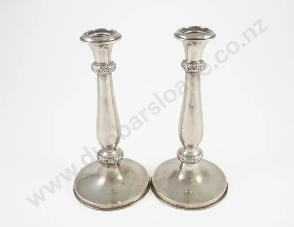 An Elegant Pair Of Early C19th Viennese Biedermeier Silver Candlesticks Image 1++