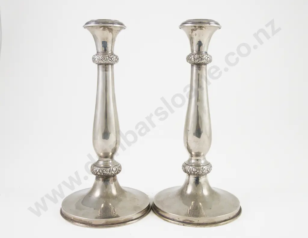 An Elegant Pair Of Early C19th Viennese Biedermeier Silver Candlesticks Image 1++