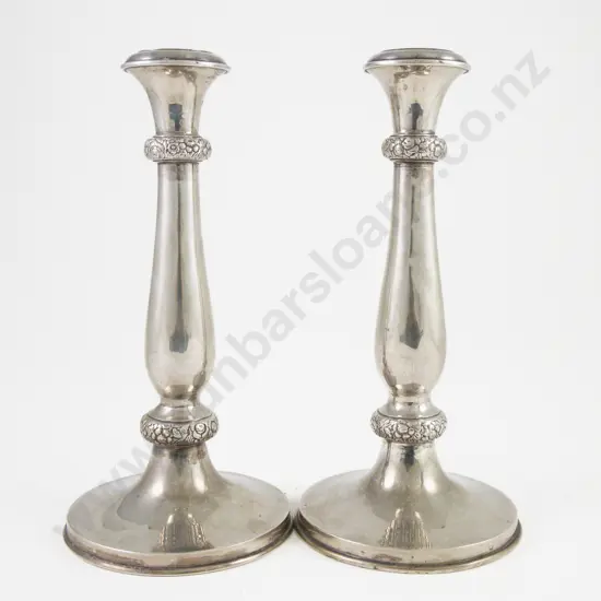 An Elegant Pair Of Early C19th Viennese Biedermeier Silver Candlesticks