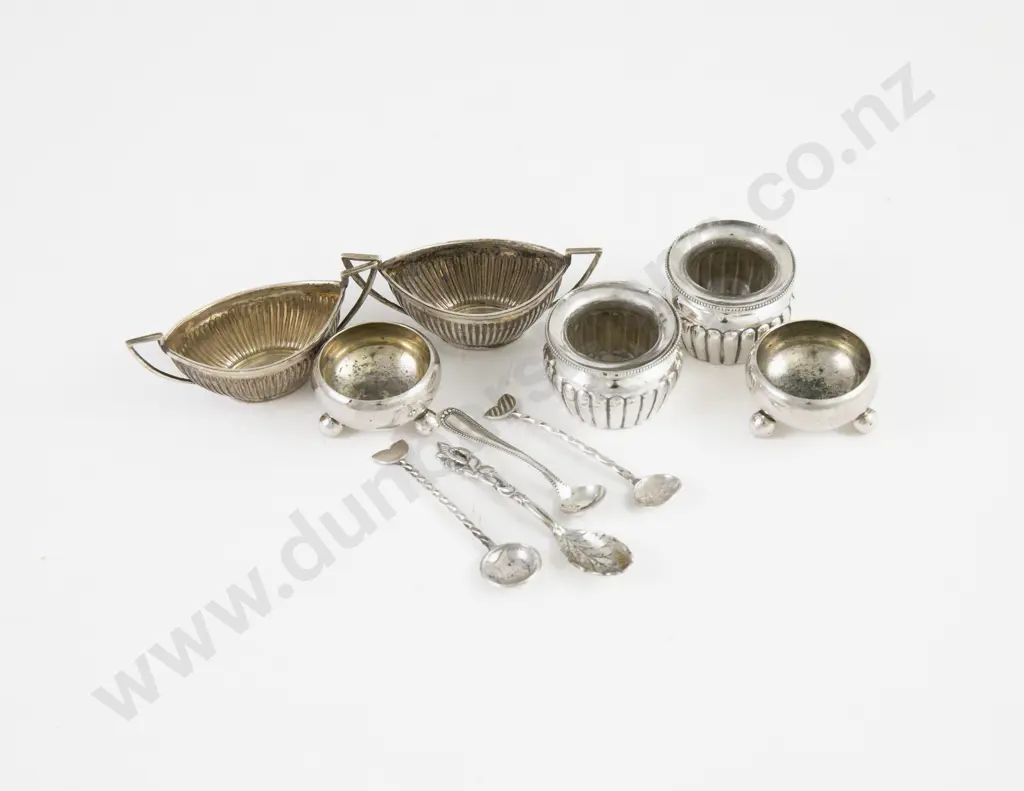 2 Pairs Of S/S Salts Pair Of 84 Zolotnik Standard Salts & 4 Spoons Image 1++