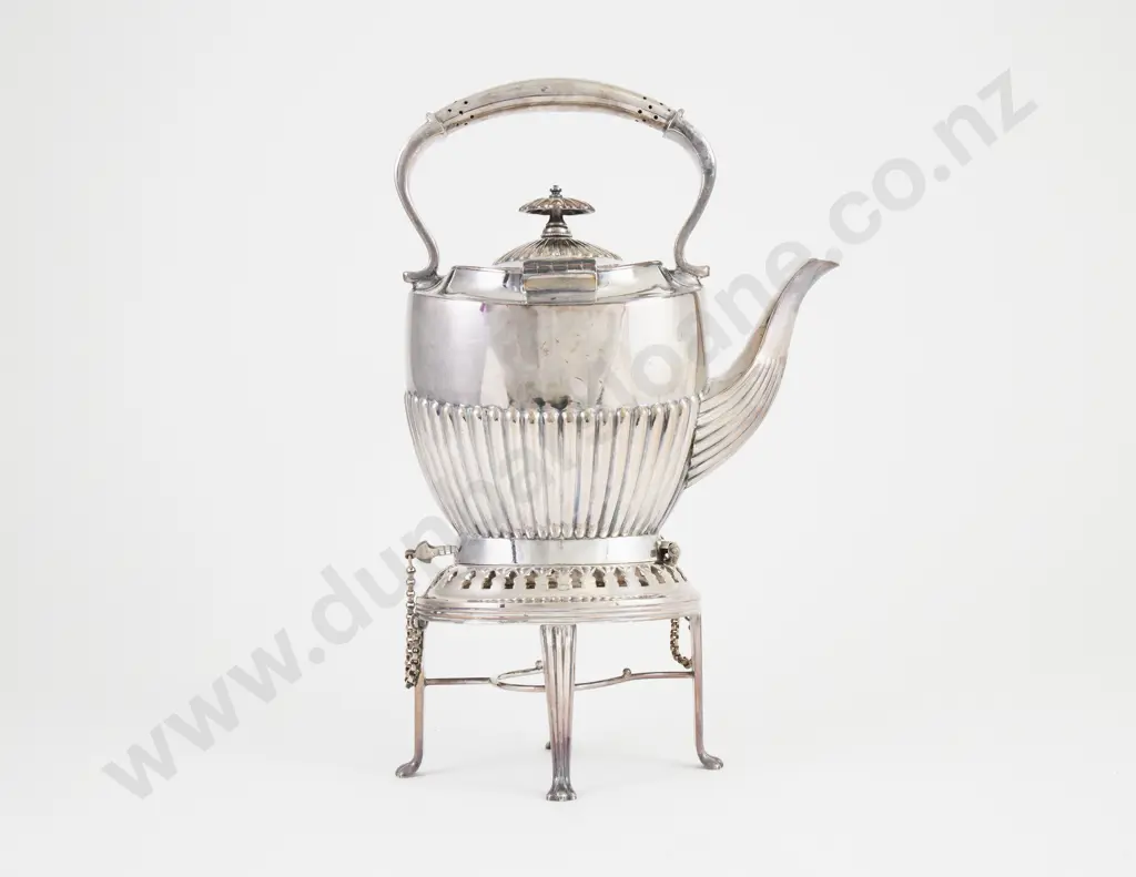 Vict S/S 3 Piece Teaset With S/P Spirit Kettle Image 1++