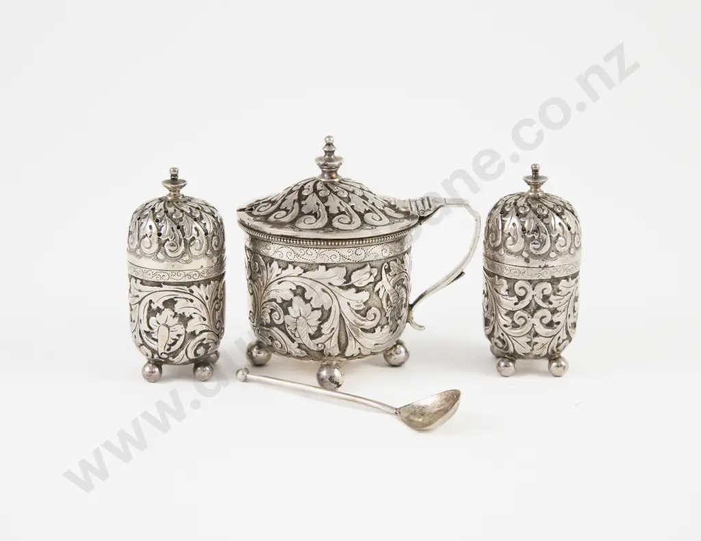 Boxed Vict S/S 3 Piece Cruet Set by Horace Woodward & Co Ltd Image 1++