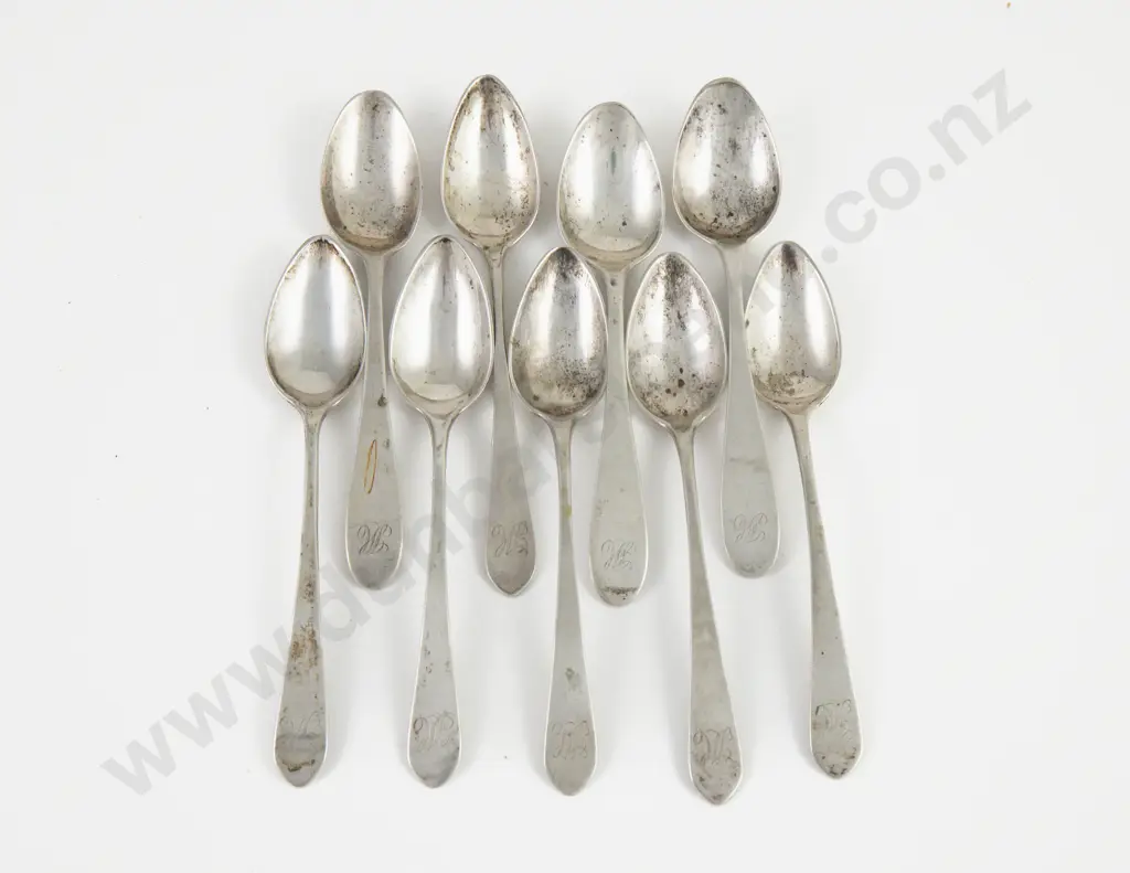 Set Of 9 European Late C19th European Teaspoons Image 1++