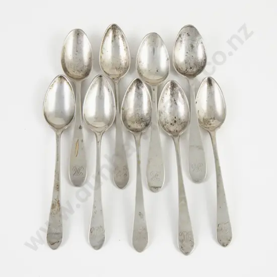 Set Of 9 European Late C19th European Teaspoons